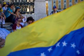 Venezuelan Community Protest At Commerce Square  In Lisbon, Portugal