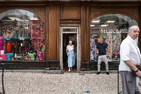 Queen Margrethe II of Denmark at Cahors Market - South of France