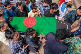 Activists of Anti-Discrimination Student movement attend funeral of two fellow students in Dhaka