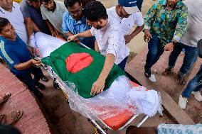 Activists of Anti-Discrimination Student movement attend funeral of two fellow students in Dhaka