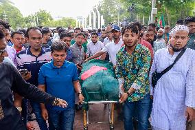 Activists of Anti-Discrimination Student movement attend funeral of two fellow students in Dhaka