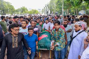 Activists of Anti-Discrimination Student movement attend funeral of two fellow students in Dhaka