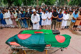 Activists of Anti-Discrimination Student movement attend funeral of two fellow students in Dhaka