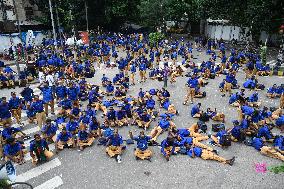 Gram Police Bahini Protest Demanding Nationalization Of Their Jobs In Dhaka.