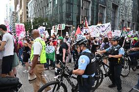 Protesters Demonstrate On The March Of The Eve Of The Democratic National Convention In Chicago Illinois