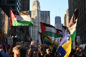 Protesters Demonstrate On The March Of The Eve Of The Democratic National Convention In Chicago Illinois