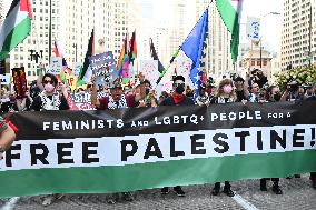 Protesters Demonstrate On The March Of The Eve Of The Democratic National Convention In Chicago Illinois