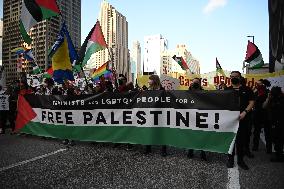 Protesters Demonstrate On The March Of The Eve Of The Democratic National Convention In Chicago Illinois