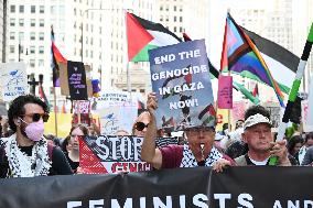 Protesters Demonstrate On The March Of The Eve Of The Democratic National Convention In Chicago Illinois