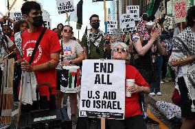 Protesters Demonstrate On The March Of The Eve Of The Democratic National Convention In Chicago Illinois