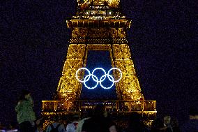 The Olympic Rings Displayed On The Eiffel Tower