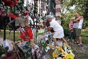 Fans Gather At Alain Delon's Residence In Douchy Where He Died On Sunday