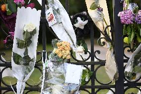 Fans Gather At Alain Delon's Residence In Douchy Where He Died On Sunday