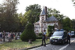 Fans Gather At Alain Delon's Residence In Douchy Where He Died On Sunday