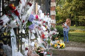 Fans Gather At Alain Delon's Residence In Douchy Where He Died On Sunday