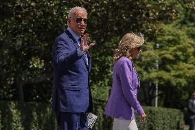 President Joe Biden Departs For The Democratic National Convention In Chicago