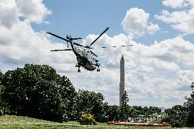 President Joe Biden Departs For The Democratic National Convention In Chicago