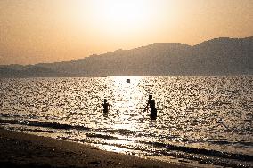 Water Volleyball In The Beach