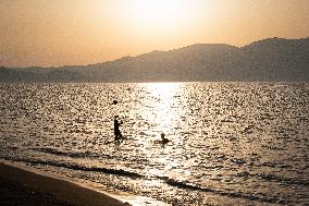 Water Volleyball In The Beach