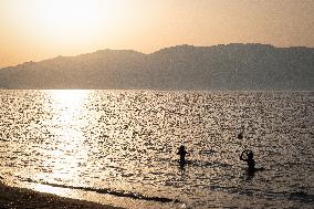 Water Volleyball In The Beach