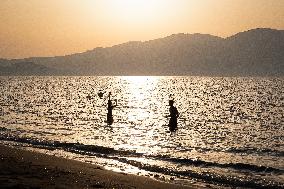 Water Volleyball In The Beach