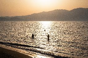 Water Volleyball In The Beach