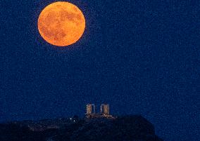 Blue Supermoon In Greece