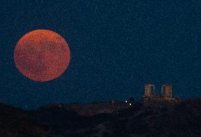 Blue Supermoon In Greece