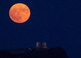 Blue Supermoon In Greece