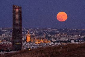 Supermoon Lights Up The Sky Above Seville - Spain