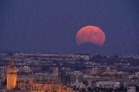 Supermoon Lights Up The Sky Above Seville - Spain