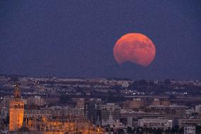 Supermoon Lights Up The Sky Above Seville - Spain