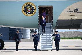 U.S. President Joe Biden And First Lady Jill Biden Arrive In Chicago Illinois For The 2024 Democratic National Convention