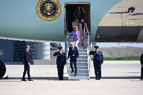 U.S. President Joe Biden And First Lady Jill Biden Arrive In Chicago Illinois For The 2024 Democratic National Convention