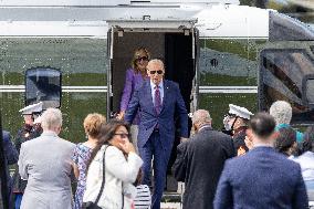 President Biden Landing In Downtown Chicago Visiting Democratic National Convention