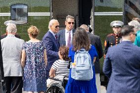 President Biden Landing In Downtown Chicago Visiting Democratic National Convention