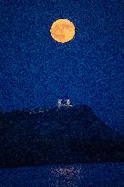 Supermoon Lights Up The Sky Above Sounion - Greece