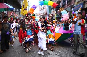 Gaijatra Parade In Kathmandu.