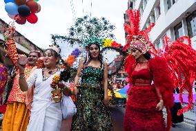 LGBTQ+ Community Members Are Participating In An Annual Pride Parade In Nepal