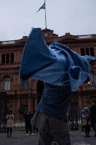 Social And Political Organizations Held A ''Colchonazo'' In Plaza De Mayo In Buenos Aires