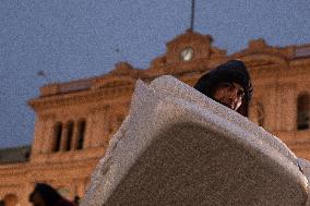 Social And Political Organizations Held A ''Colchonazo'' In Plaza De Mayo In Buenos Aires