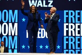 Kamala Harris And Tim Walz Campaign In Milwaukee Wisconsin