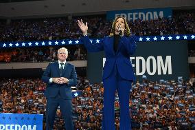 Kamala Harris And Tim Walz Campaign In Milwaukee Wisconsin