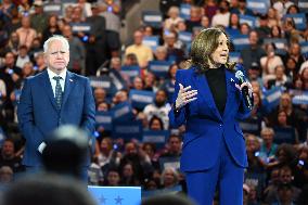 Kamala Harris And Tim Walz Campaign In Milwaukee Wisconsin