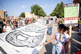 Protesters March Outside DNC in Chicago Against Gaza War