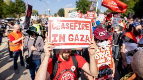 Protesters March Outside DNC in Chicago Against Gaza War