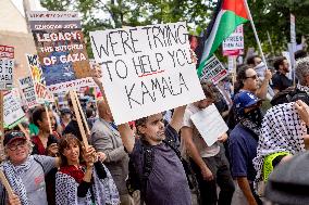 Protesters March Outside DNC in Chicago Against Gaza War