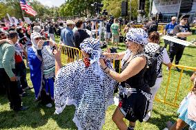 Protesters March Outside DNC in Chicago Against Gaza War