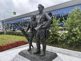 Dersu Uzala bronze statue near Vladivostok