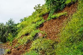 Monsoon Rainfall Induces Landslide In Nepal.